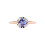 圓形無燒藍寶石圍鑽戒指 - WILLS JEWELLERY