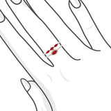 雙行馬眼紅寶石圍石鑽石戒指 - WILLS JEWELLERY