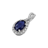橢圓形藍寶石紐紋圍鑽吊墜 - WILLS JEWELLERY