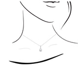 車花片鑽石梨形圍鑽吊墜 - WILLS JEWELLERY