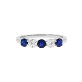 五石間鑲藍寶石鑽石線戒 - WILLS JEWELLERY