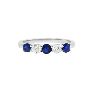 五石間鑲藍寶石鑽石線戒 - WILLS JEWELLERY