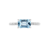 天然祖母綠形海藍寶鑽石戒指 - WILLS JEWELLERY