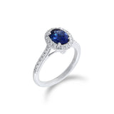 橢圓形藍寶石圍鑽戒指 - WILLS JEWELLERY