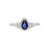 梨形藍寶石圍鑽戒指 - WILLS JEWELLERY