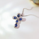 藍寶石十字架鑽石吊墜 - WILLS JEWELLERY