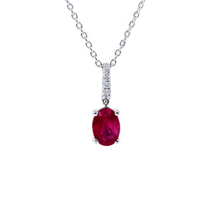 橢圓形紅寶石清鑲鑽石吊墜 - WILLS JEWELLERY