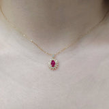 經典花漾頸鏈.酒紅色紅寶石 - WILLS JEWELLERY