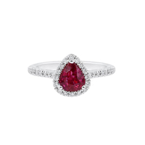 梨形紅寶石圍鑽戒指 - WILLS JEWELLERY