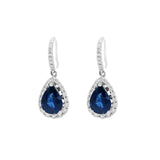 梨形藍寶石鑽石垂吊耳環 - WILLS JEWELLERY