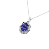 紫藍坦桑石荷邊圍石鑽石吊墜 - WILLS JEWELLERY
