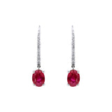橢圓形紅寶石鑽石耳環 - WILLS JEWELLERY
