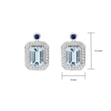 祖母綠形海藍寶圍鑽點藍耳環 - WILLS JEWELLERY