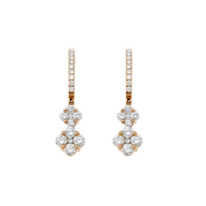 雙花卉鑽石垂式耳環 - WILLS JEWELLERY