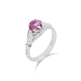正方枕形切割粉紫色藍寶石鑽石戒指 - WILLS JEWELLERY