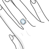 祖母綠形冰藍色海藍寶圍石鑽石戒指 - WILLS JEWELLERY