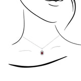 天然橢圓形紅寶石雙圍鑽吊墜 - WILLS JEWELLERY