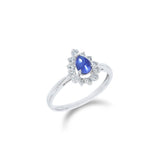 戴安娜水滴藍寶石圍鑽戒指 - WILLS JEWELLERY