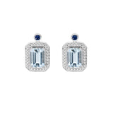 祖母綠形海藍寶圍鑽點藍耳環 - WILLS JEWELLERY