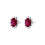 橢圓形紅寶石戴安娜款鑽石耳環 - WILLS JEWELLERY