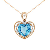心形天空藍色托帕石鑽石吊墜 - WILLS JEWELLERY