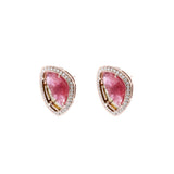 三角形雙色西瓜碧璽圍鑽耳環 - WILLS JEWELLERY