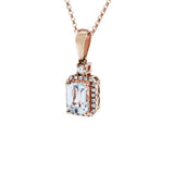 小八角形海藍寶圍石鑽石吊墜 - WILLS JEWELLERY