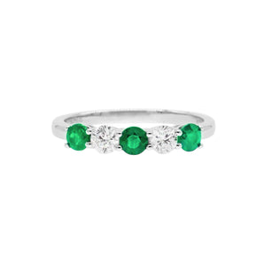 五石間鑲綠寶石鑽石線戒 - WILLS JEWELLERY