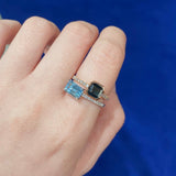天然祖母綠形海藍寶鑽石戒指 - WILLS JEWELLERY