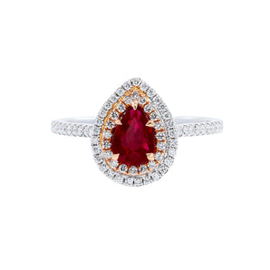 《天使 • 圍石》雙鑽梨形紅寶石 - WILLS JEWELLERY