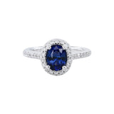 橢圓形藍寶石圍鑽戒指 - WILLS JEWELLERY