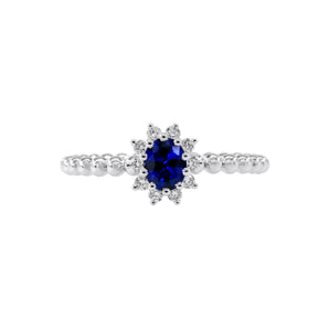 藍寶石圍鑽圓珠戒指 - WILLS JEWELLERY