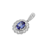 復古橢圓形坦桑石圍鑽吊墜 - WILLS JEWELLERY
