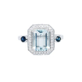 祖母綠形海藍寶圍鑽點藍戒指 - WILLS JEWELLERY