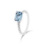 天然祖母綠形海藍寶鑽石戒指 - WILLS JEWELLERY