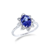 花形橢圓形坦桑石鑽石戒指 - WILLS JEWELLERY
