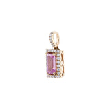 長方形粉紅色藍寶石圍鑽吊墜 - WILLS JEWELLERY