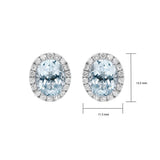 橢圓形冰藍色海藍寶圍鑽耳環 - WILLS JEWELLERY