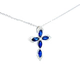 華麗藍寶石十字架鑽石吊墜 - WILLS JEWELLERY