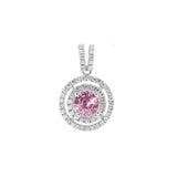 圓形粉紅碧璽雙圍鑽吊墜 - WILLS JEWELLERY