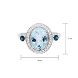 橢圓形天空藍海藍寶圍鑽點藍戒指 - WILLS JEWELLERY