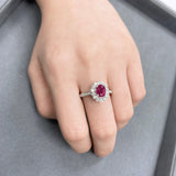 經典貴族橢圓形紅寶石鑽石戒指 - WILLS JEWELLERY