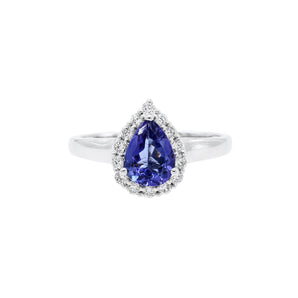經典梨形坦桑石圍石鑽石戒指 - WILLS JEWELLERY