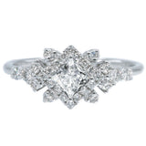 華麗四爪公主方鑽石圍石鑽石戒指 - WILLS JEWELLERY