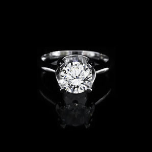 經典四爪弧形鏡底扁平鑽石戒指款式 - WILLS JEWELLERY