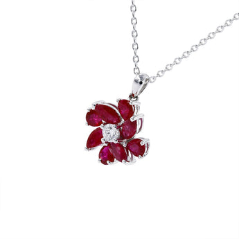 紅寶石鑽石紅菊吊墜 - WILLS JEWELLERY