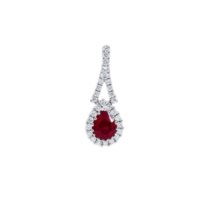 梨形紅寶石圍鑽吊墜 - WILLS JEWELLERY