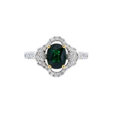 天然無燒綠藍寶石鑽石戒指 - WILLS JEWELLERY
