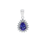 戴安娜梨形紫藍色坦桑石鑽石吊墜 - WILLS JEWELLERY