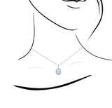 橢圓形冰藍色海藍寶圍石鑽石吊墜 - WILLS JEWELLERY